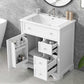 bathroom vanity cabinet with sink top door and two drawers color: white