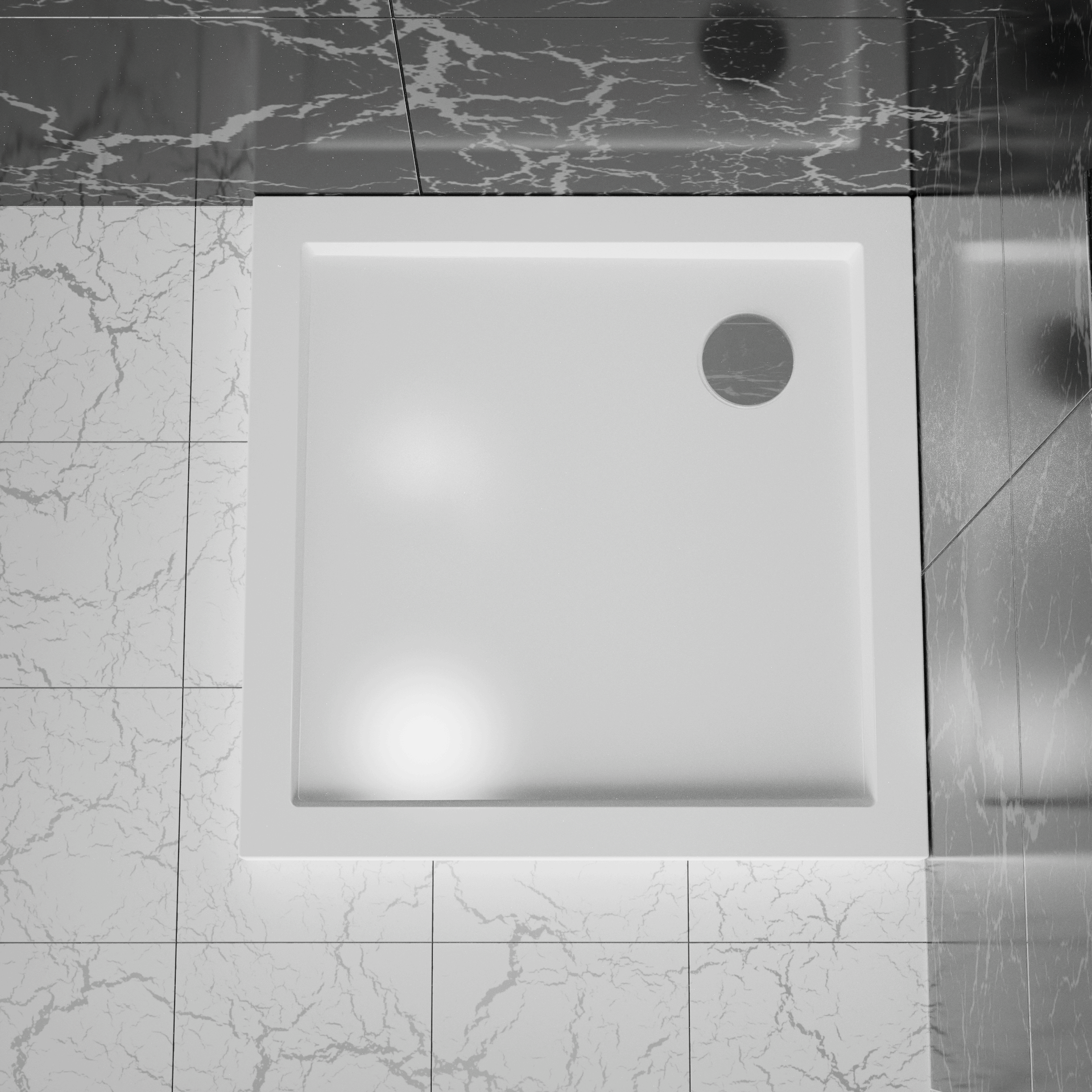 32 x 32 inch Corner Drain Shower Base color:White