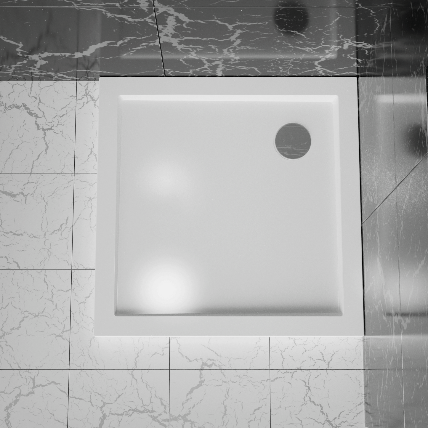 32 x 32 inch Corner Drain Shower Base color:White