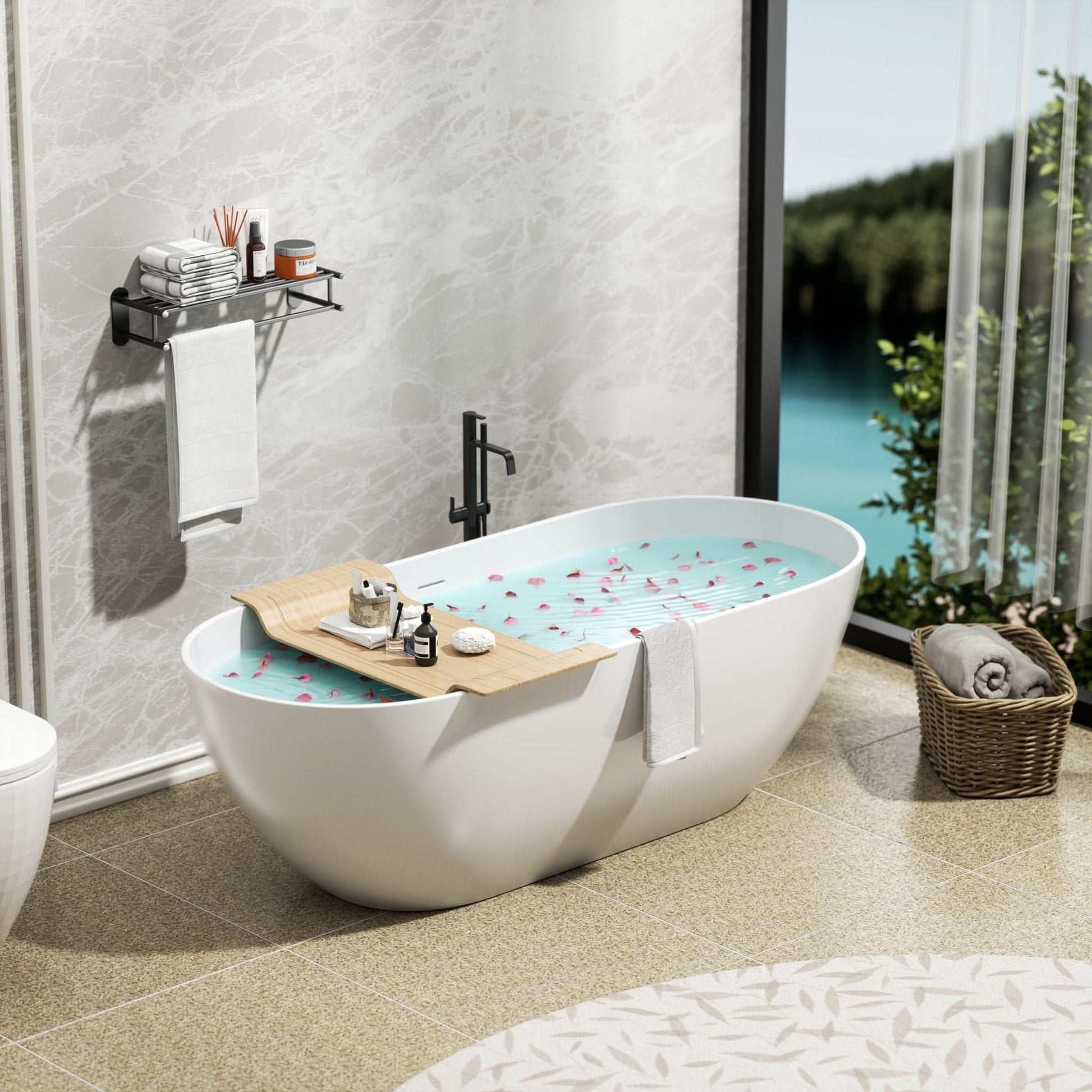 Luxurious Handcrafted Solid Surface Freestanding Bathtub color: white