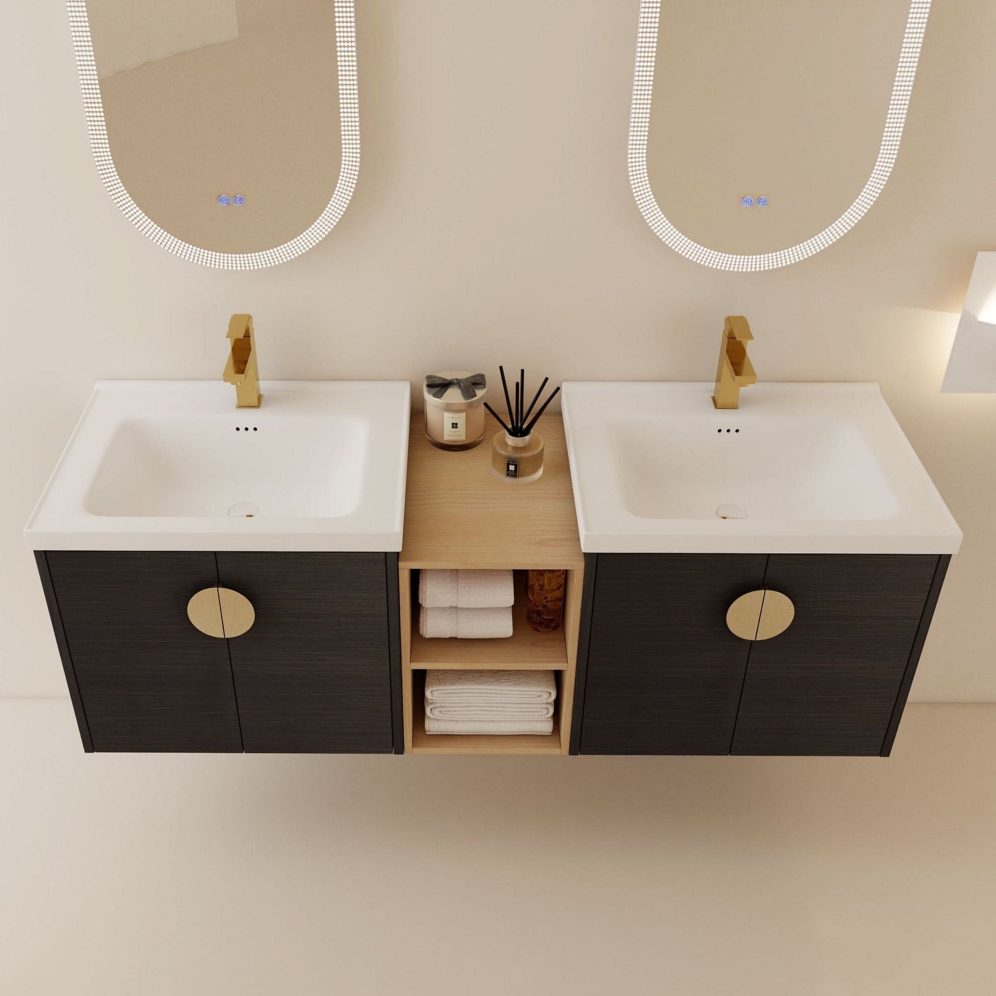 Bathroom Vanity With Sink Color:Black chest nut | Open Type:left &amp; right