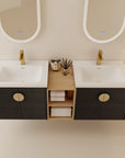 60 inch bathroom combo vanities with double integrated sinks and modern wall-mounted design | Ace Decor
