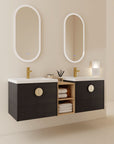 Bathroom Vanity With Sink Color:Black chest nut | Open Type:left & right