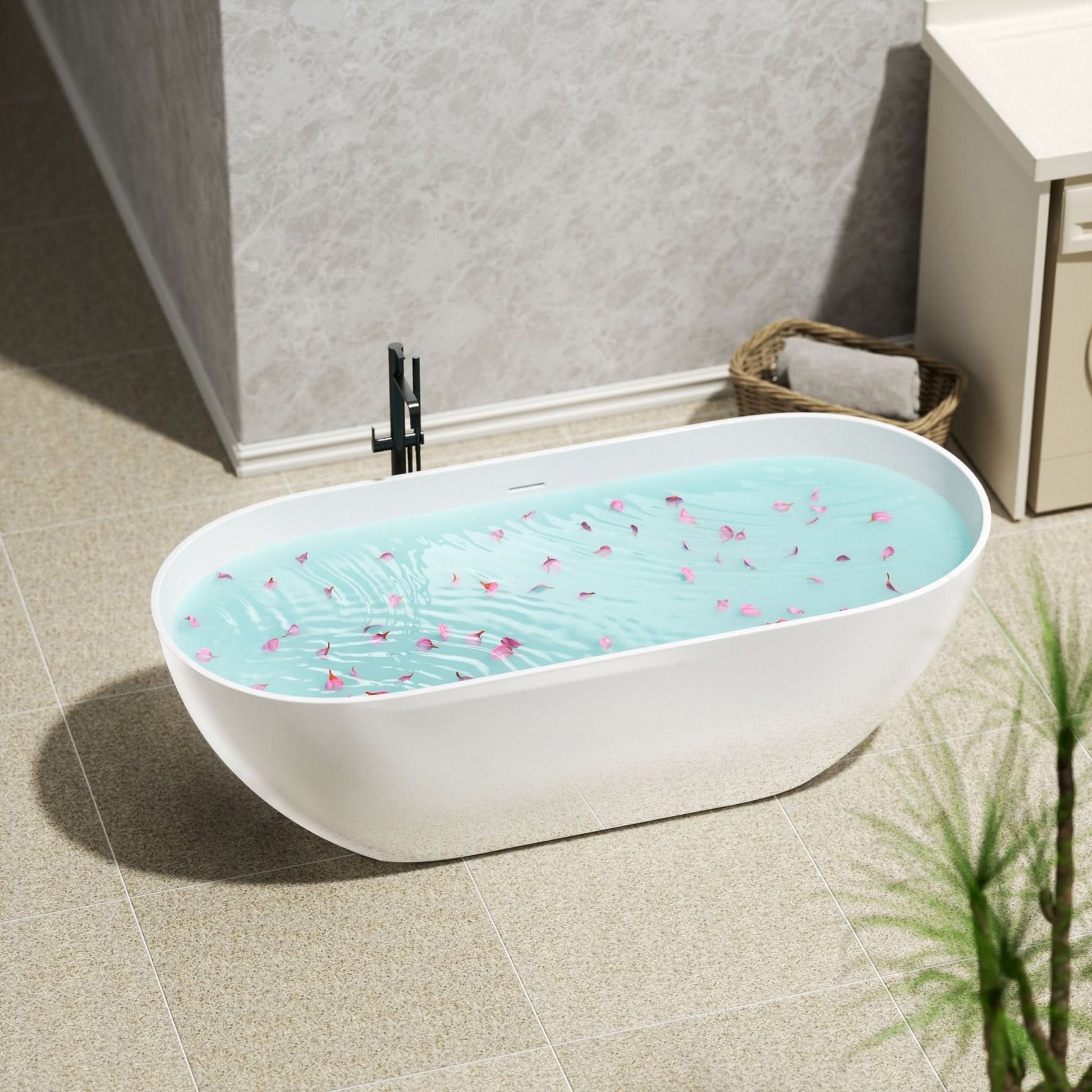 Luxurious Handcrafted Solid Surface Freestanding Bathtub color: white