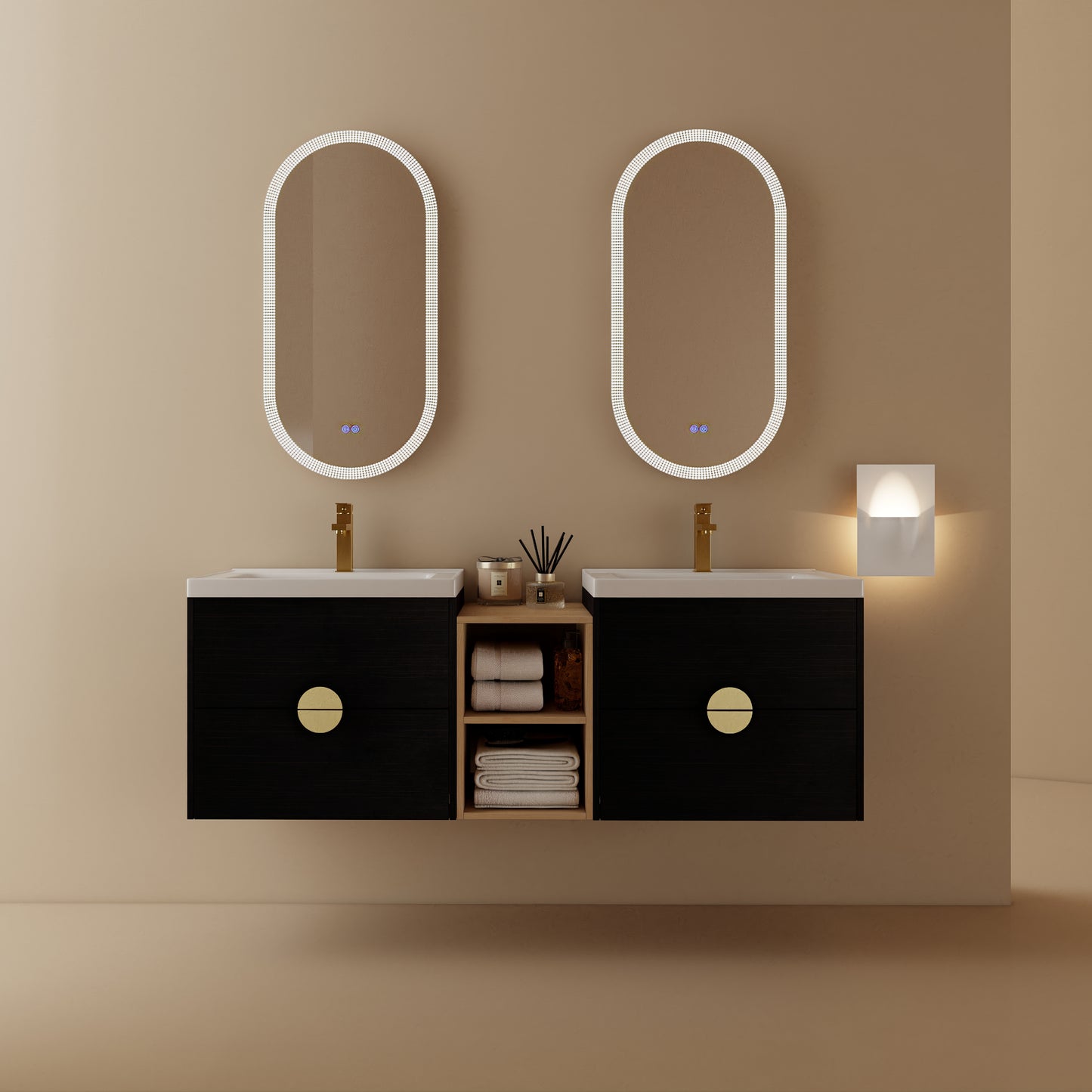 Bathroom Vanity With Sink Color:Black chest nut | Open Type:up & down