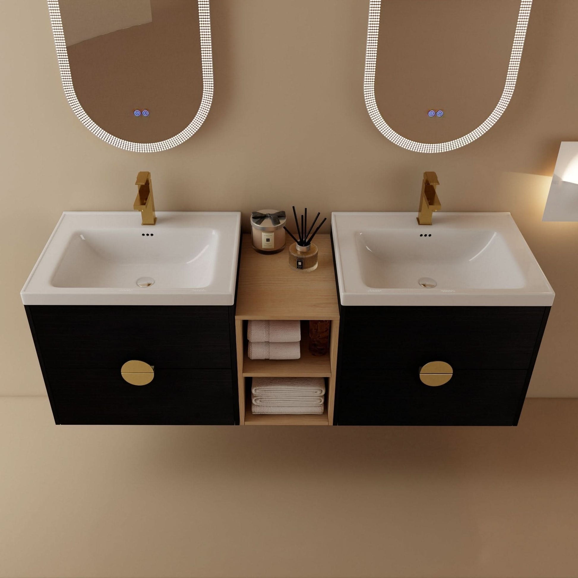 Bathroom Vanity With Sink Color:Black chest nut | Open Type:up & down