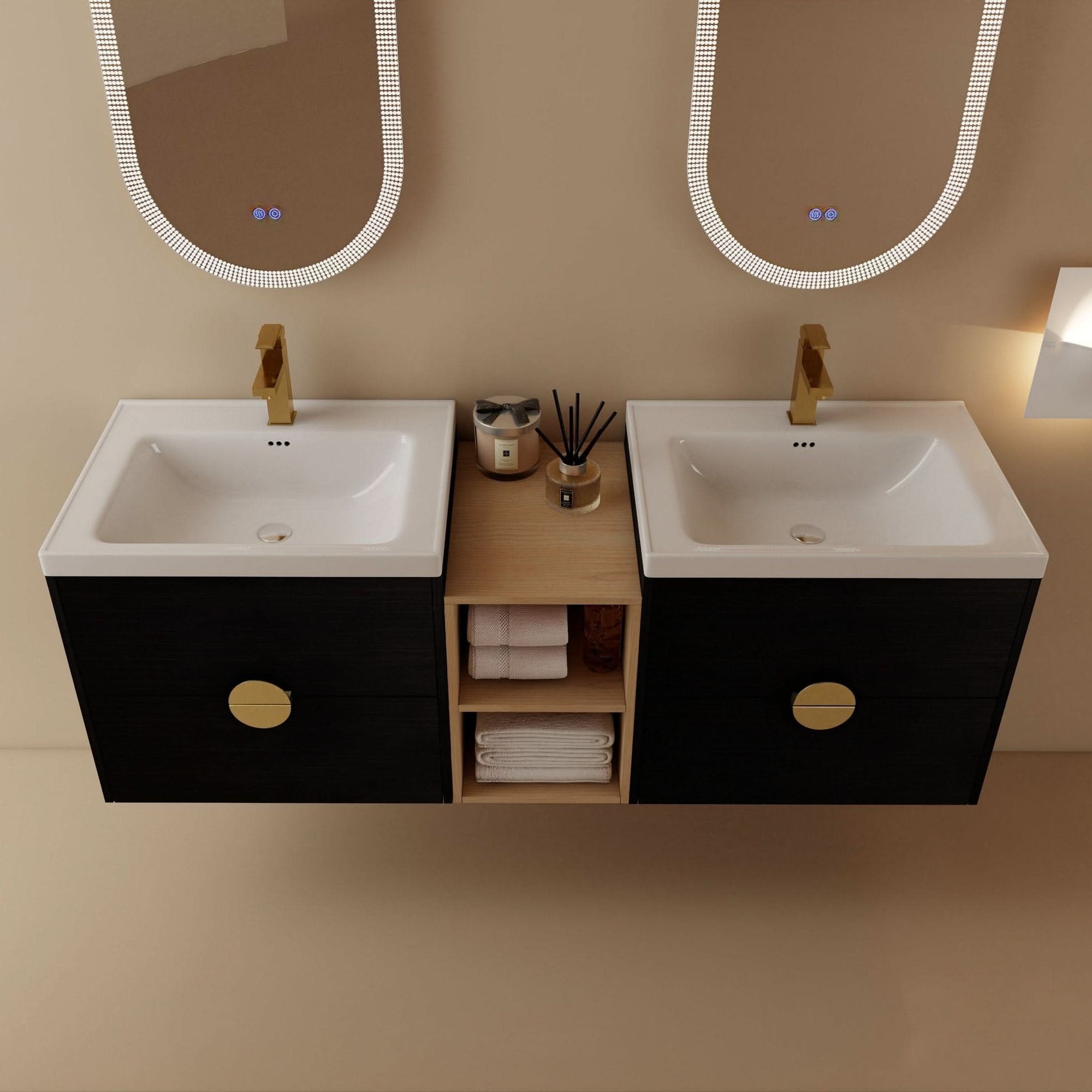 Bathroom Vanity With Sink Color:Black chest nut | Open Type:up &amp; down