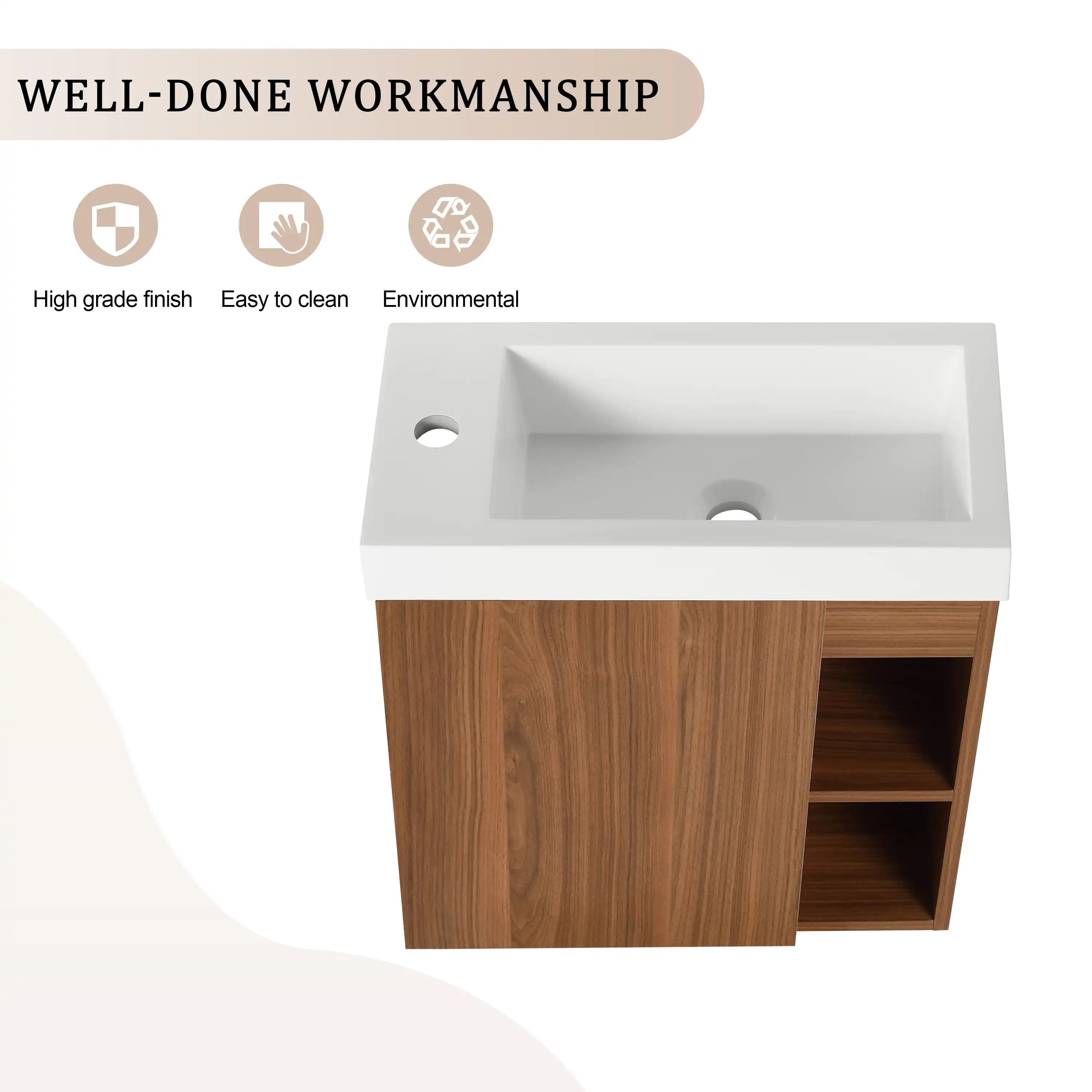 20 inch modern bathroom vanity small highlighting integrated resin sink and refined workmanship.