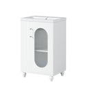 20" Vintage White Bathroom Vanity Cabinet with Sink & Two-tier Adjustable Shelf