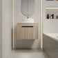 24" Modern Floating Bathroom Vanity with Ceramic Sink - Wall-Mounted White Oak Cabinet with Soft Close Doors color: White Oak