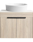 24" Modern Floating Bathroom Vanity with Ceramic Sink - Wall-Mounted White Oak Cabinet with Soft Close Doors color: White Oak