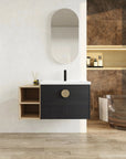 Elegant 40" Bathroom Vanity with Soft Close Doors, Sink, and Storage Shelves color: Black Chestnut