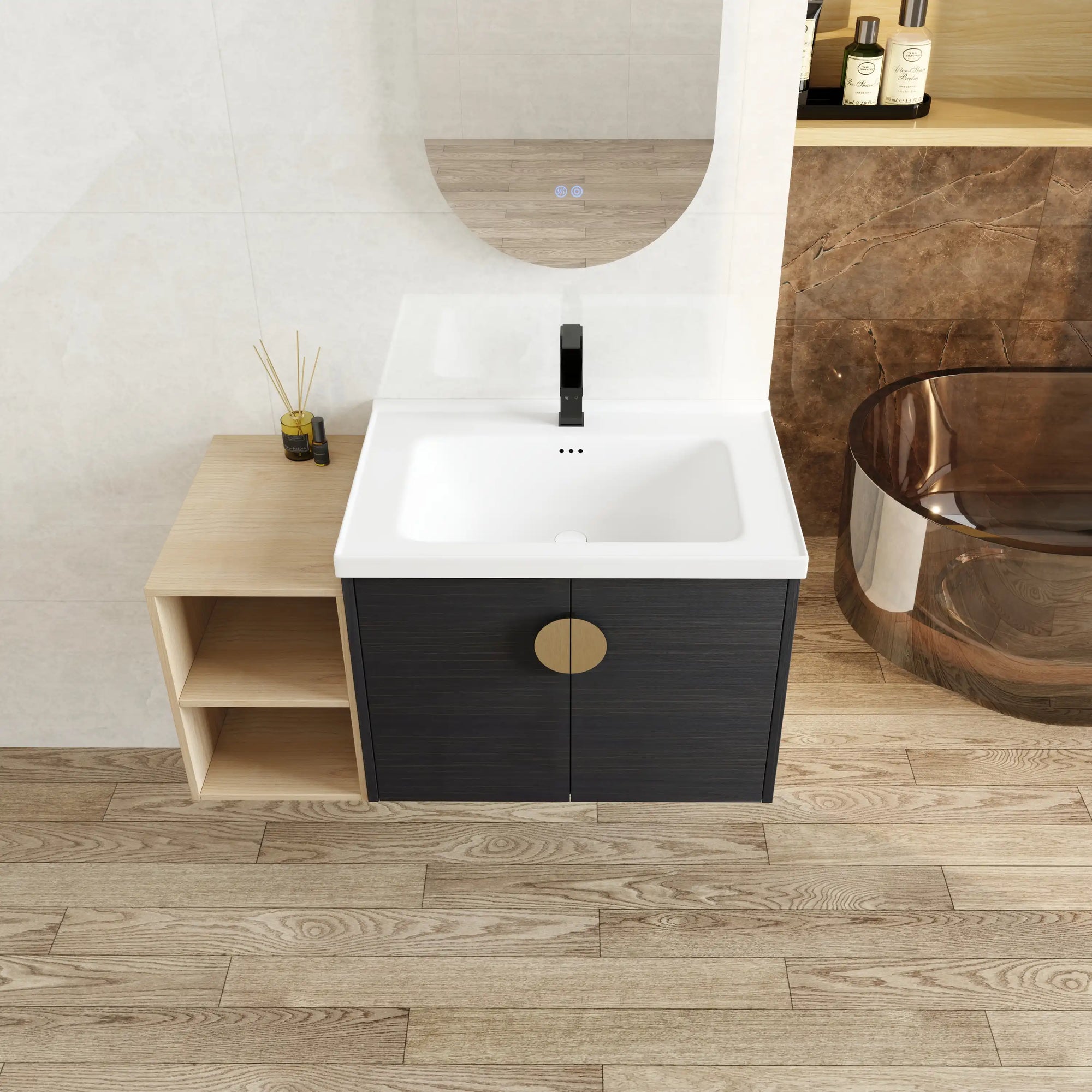 40 inch bathroom vanity for powder room top view highlighting integrated sink and compact storage design | Ace Decor