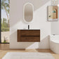 Wall-Mounted Bathroom Vanity with Gel Sink & Soft Close Drawers color: Brown Oak