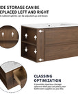 36" vanity with adjustable side storage shelves for 36 inch wall mounted bathroom | Ace Decor