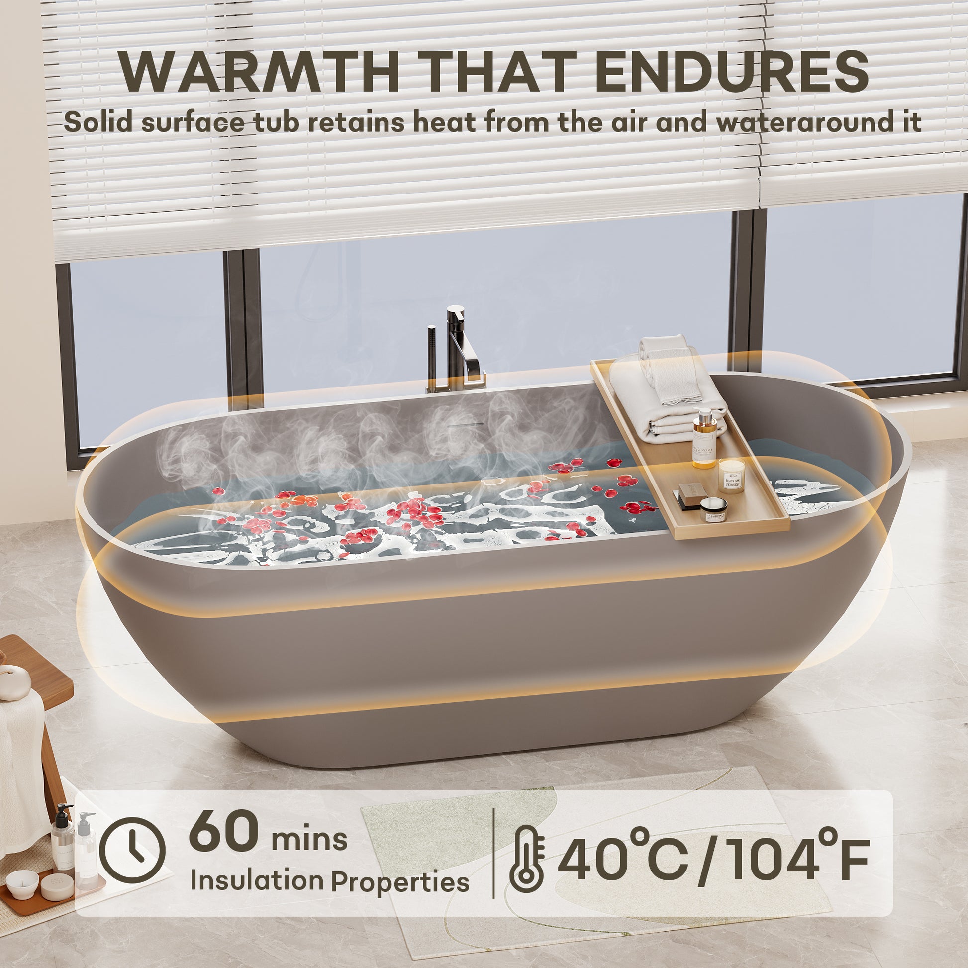 Luxurious Freestanding Bathtub with Spacious Design and Durable Matte Finish color:Matte Gray