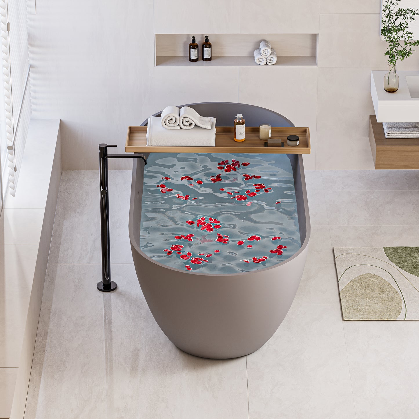 Luxurious Freestanding Bathtub with Spacious Design and Durable Matte Finish color:Matte Gray