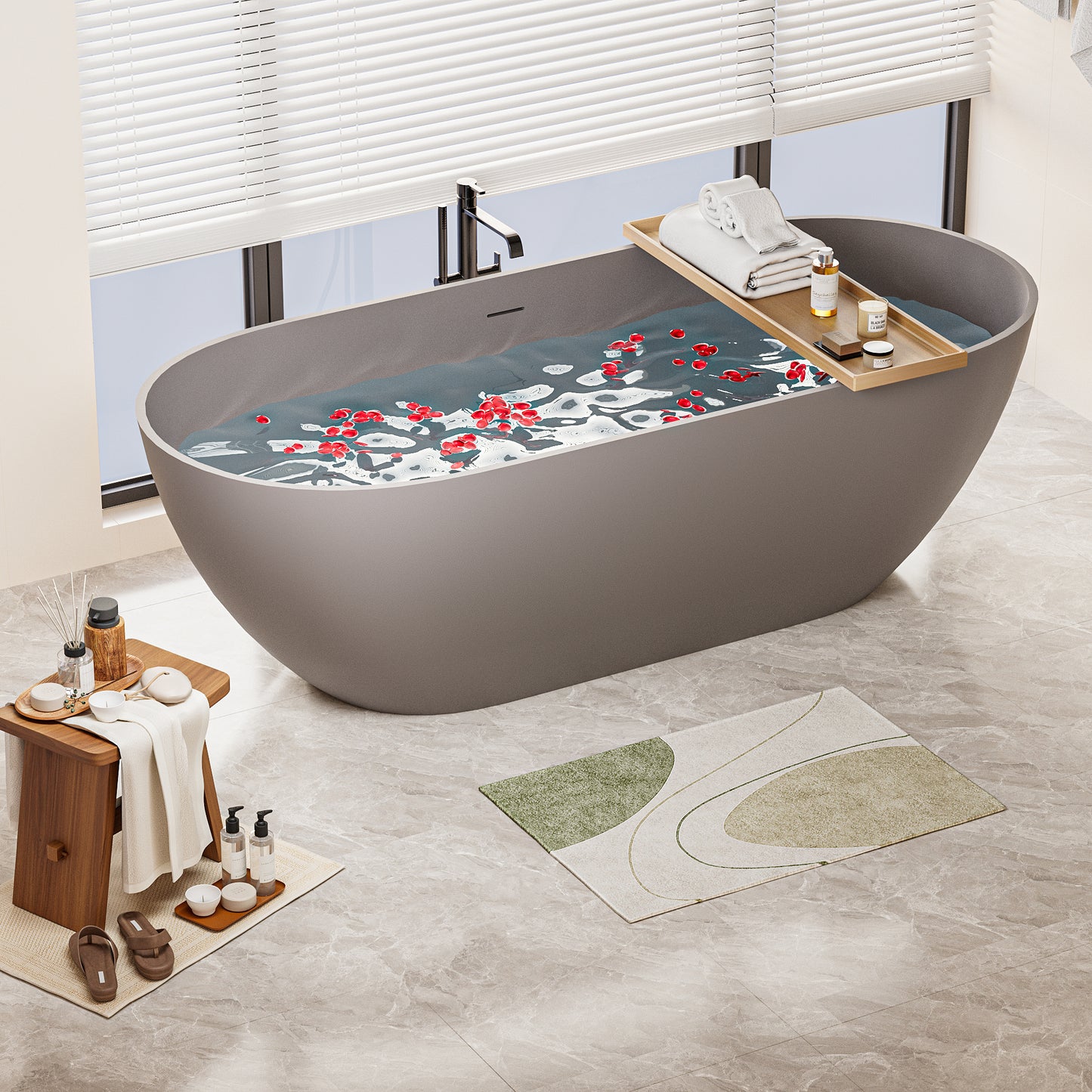 Luxurious Freestanding Bathtub with Spacious Design and Durable Matte Finish color:Matte Gray