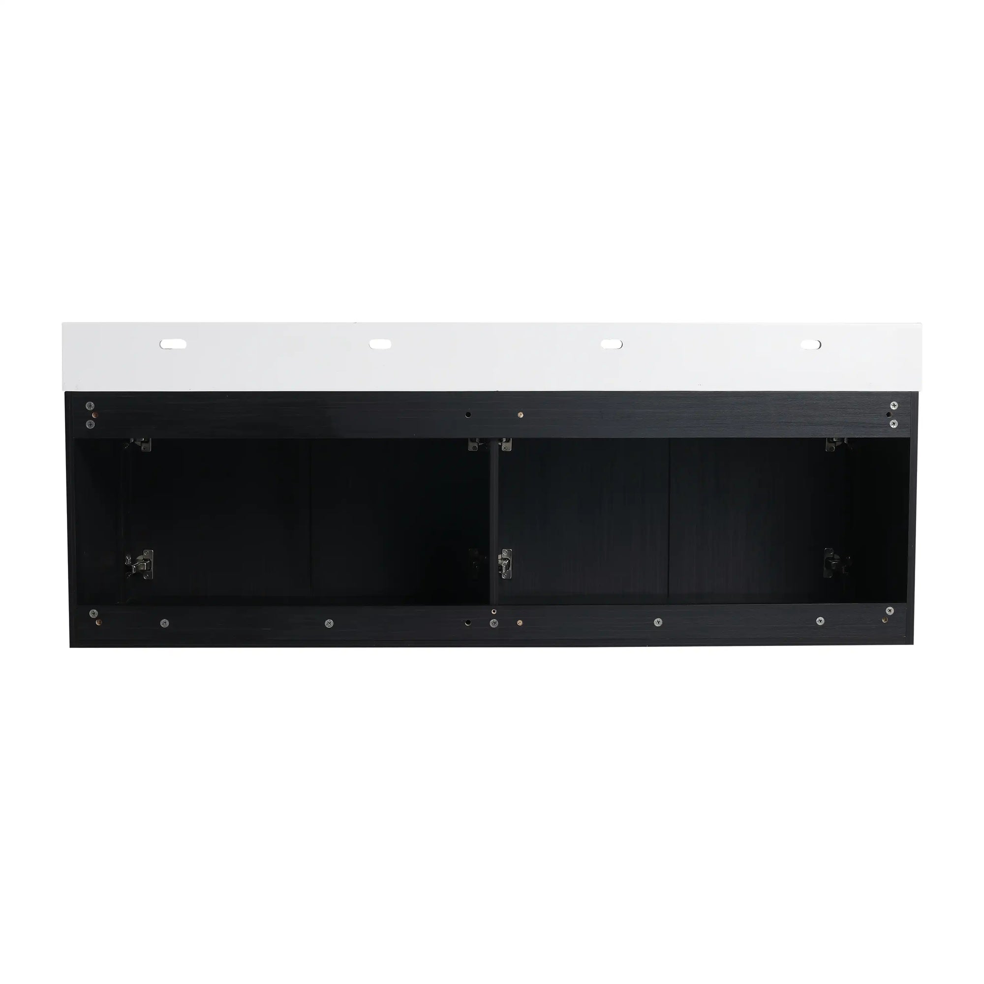 60 inch bathroom vanity interior cabinet view showing storage compartments | Ace Decor