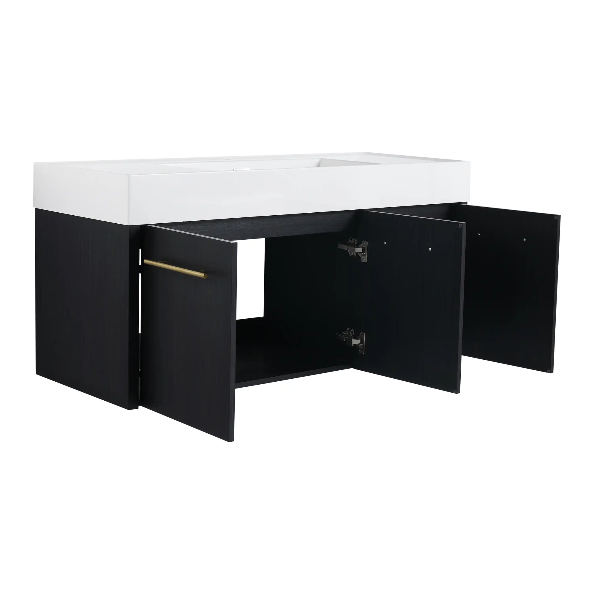 47 inch bathroom vanity floating design with integrated sink and spacious interior storage | Ace Decor