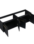 60" vanity without sink with open doors displaying interior storage compartments and soft-close hinges | Ace Decor