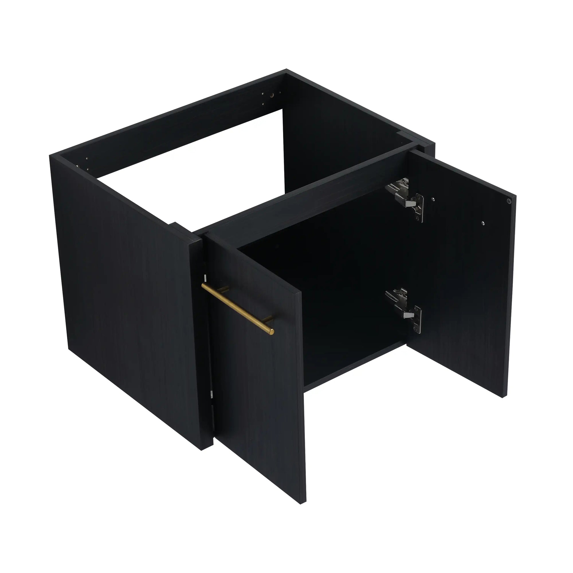 24" small wall mounted vanity cabinet frame with open door and interior storage view | Ace Decor