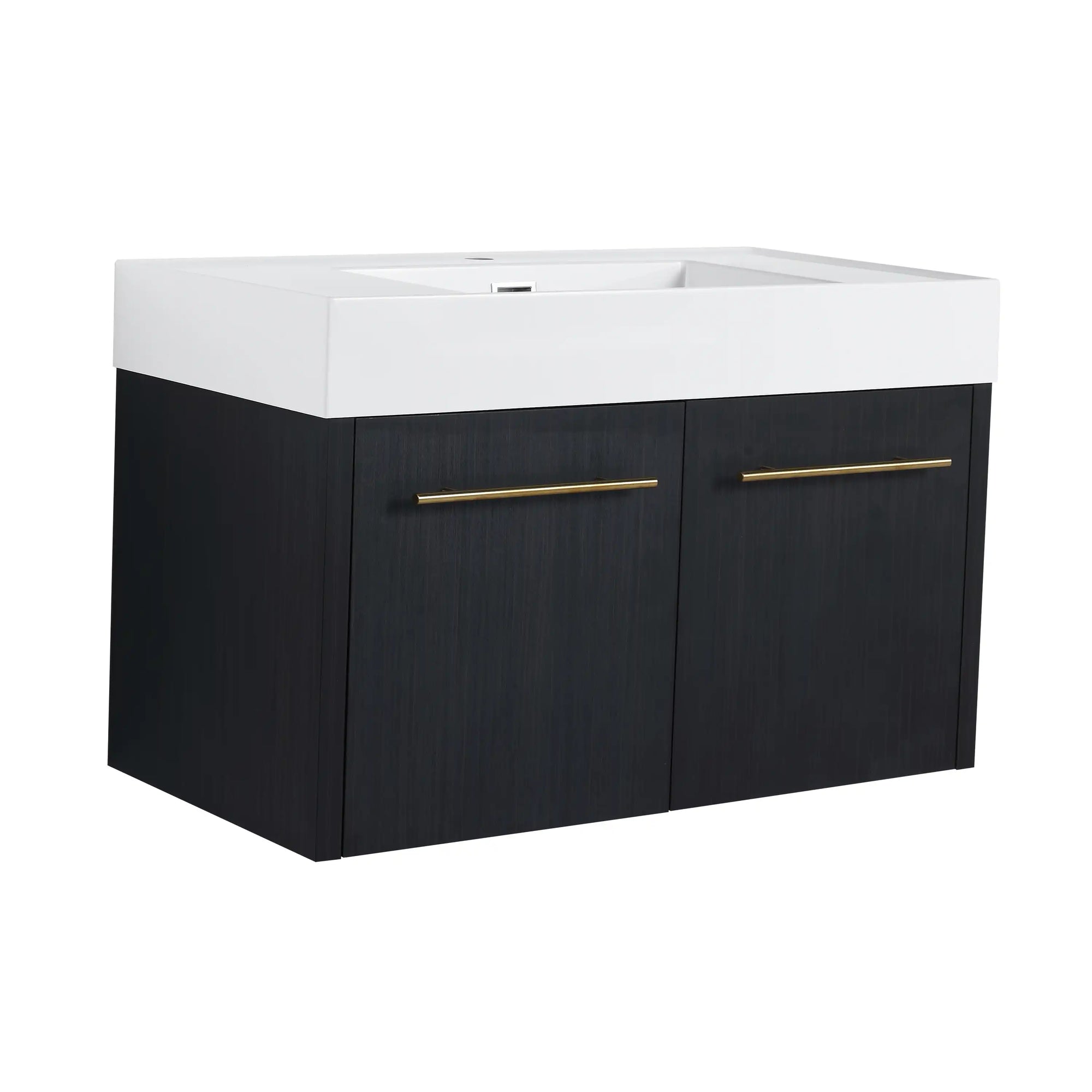 Noirline Series 36" Black Chestnut Wall-Mounted Bathroom Vanity with Thick Resin Sink
