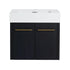 24" small wall mounted vanity front view with thick resin sink and black chestnut finish | Ace Decor