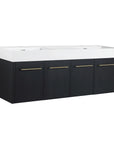 60 inch bathroom vanity wall-mounted design with dual sinks and gold handles | Ace Decor