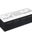 60 inch bathroom vanity with double sink and black chestnut cabinet front view | Ace Decor