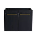 24" bathroom vanity no sink black chestnut front cabinet doors with gold handles | Ace Decor
