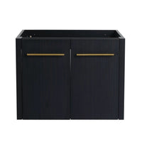 24" bathroom vanity no sink black chestnut front cabinet doors with gold handles | Ace Decor