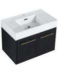 30" wall mounted vanity bathroom with thick resin sink and black chestnut cabinet | Ace Decor