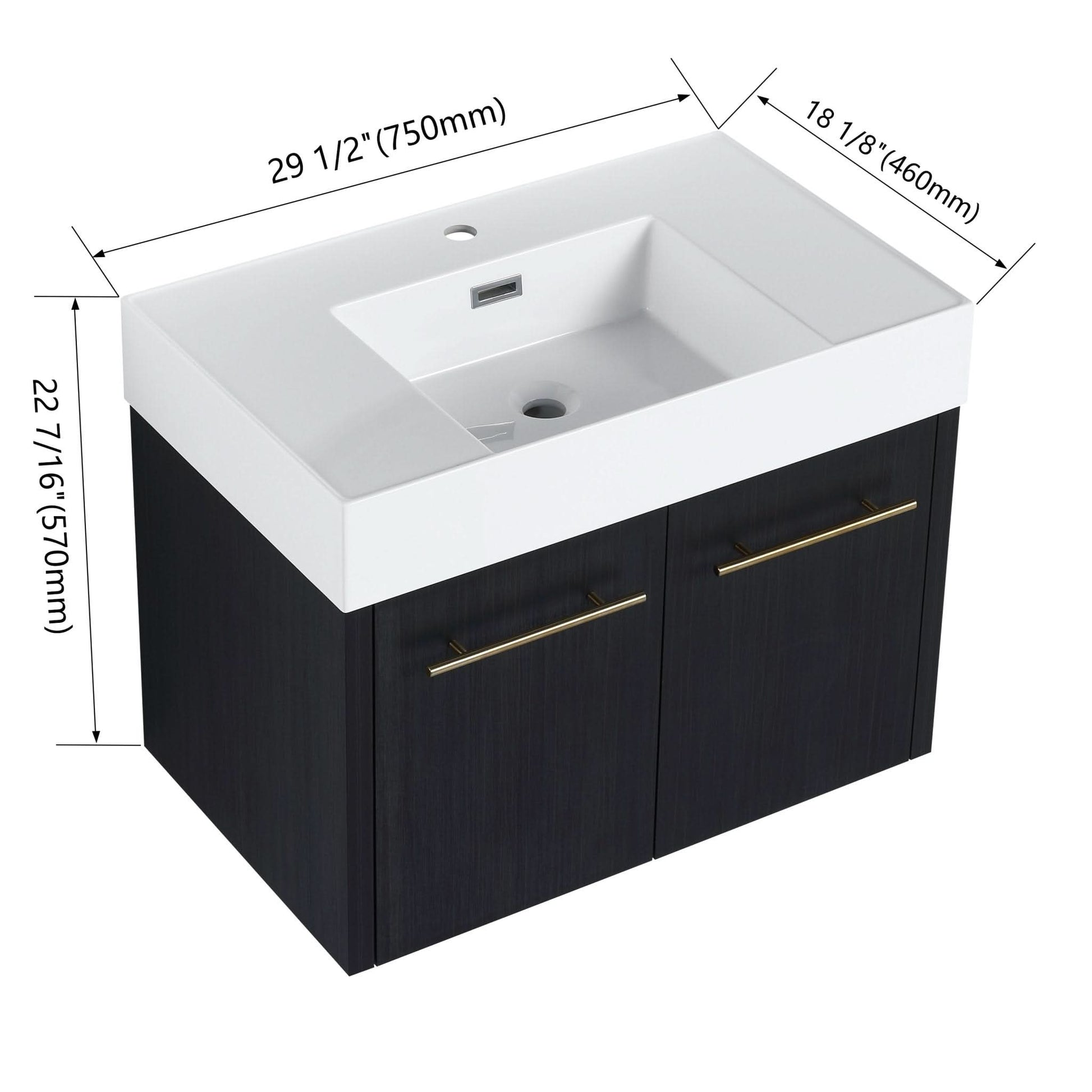 Wall-Mounted Bathroom Vanity with Thick Resin Sink size: 30 X 18