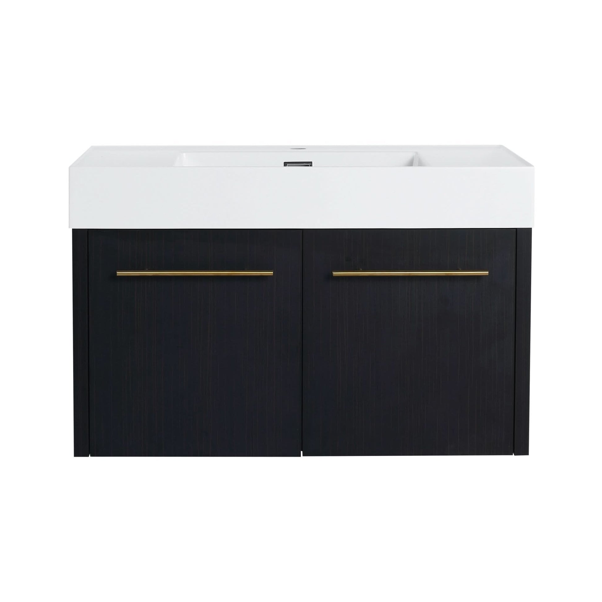 Wall-Mounted Bathroom Vanity with Thick Resin Sink size: 35 X 18