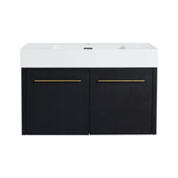 Wall-Mounted Bathroom Vanity with Thick Resin Sink size: 35 X 18