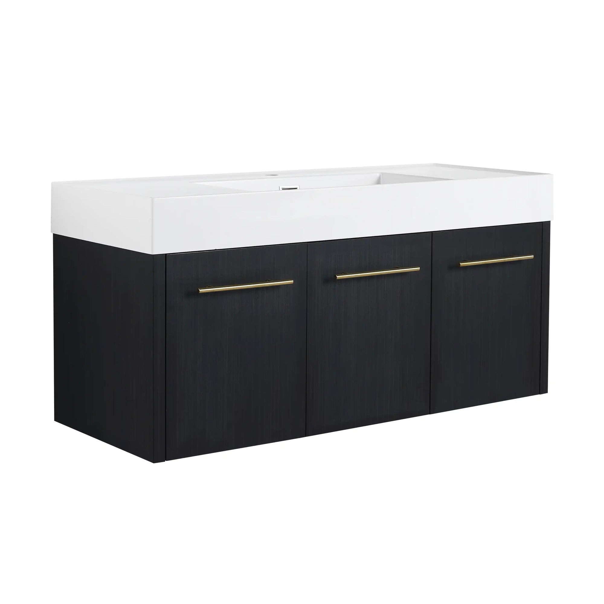 47 inch bathroom vanity wall-mounted design with three-door storage and modern resin sink | Ace Decor