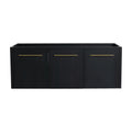 47" vanity cabinet without sink black chestnut wall-mounted base with three-door front view | Ace Decor