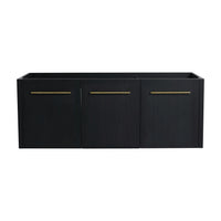 47" vanity cabinet without sink black chestnut wall-mounted base with three-door front view | Ace Decor