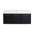 47 inch bathroom vanity front view with black chestnut finish and modern white sink | Ace Decor