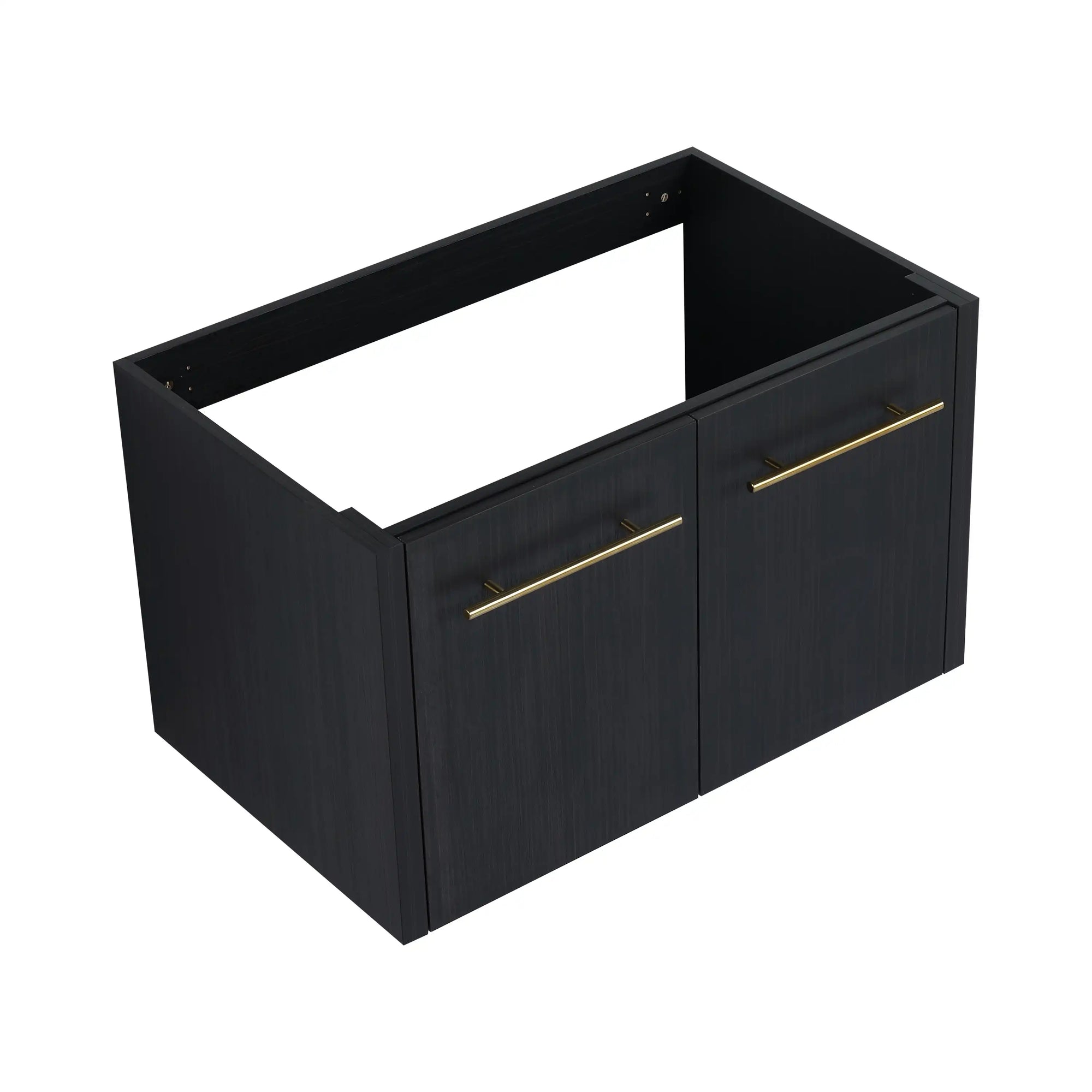 30" vessel vanity without sink black chestnut cabinet base angled view | Ace Decor