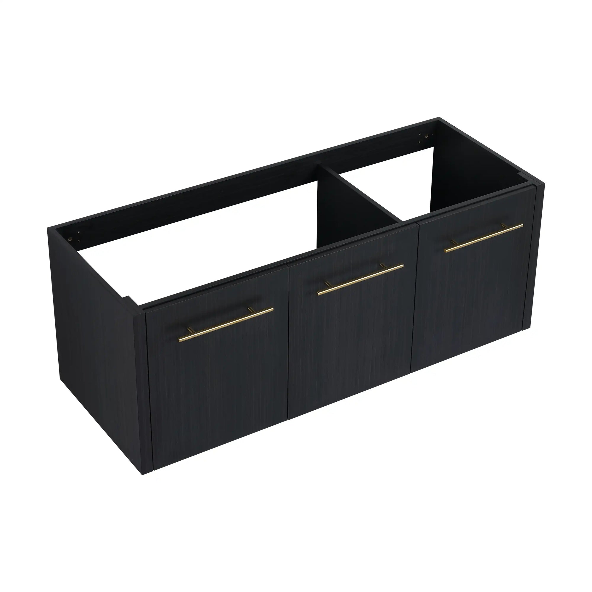 47" vanity cabinet without sink wall-mounted black chestnut vanity with three-door modern design | Ace Decor