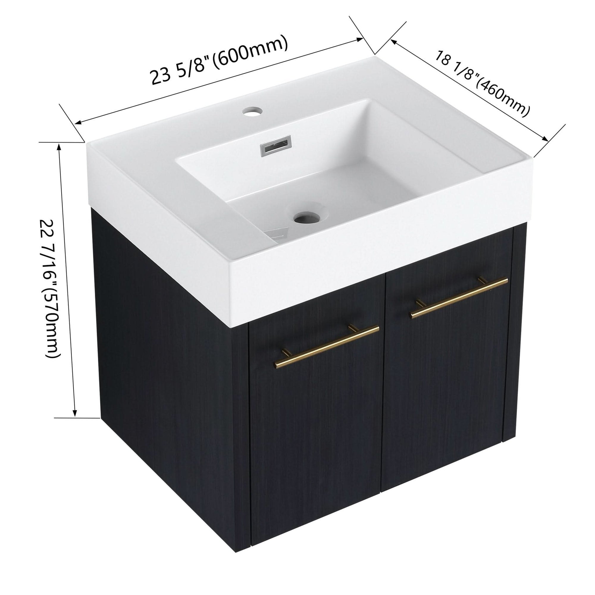 Wall-Mounted Bathroom Vanity with Thick Resin Sink size: 24 X 18