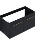 36" bathroom vanity top without sink black chestnut wall-mounted vanity base close-up | Ace Decor