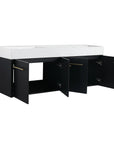 60 inch bathroom vanity with open cabinet doors showing interior storage layout | Ace Decor