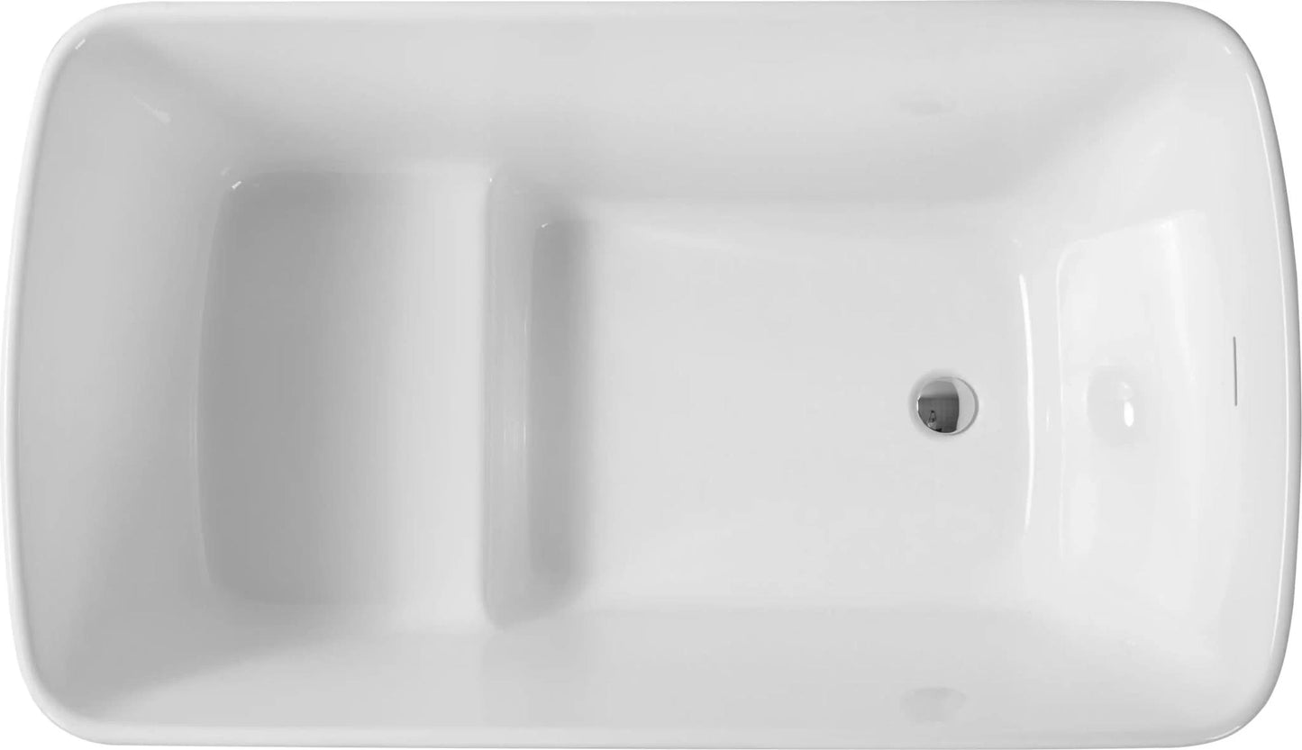 Stylish White Acrylic Freestanding Soaking Tub with Chrome Overflow and Drain color: White