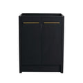 24" bathroom vanity base cabinet front view with double doors and brass handles | Ace Decor
