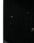 24" bathroom vanity base cabinet interior shelf and hinge detail in black finish | Ace Decor