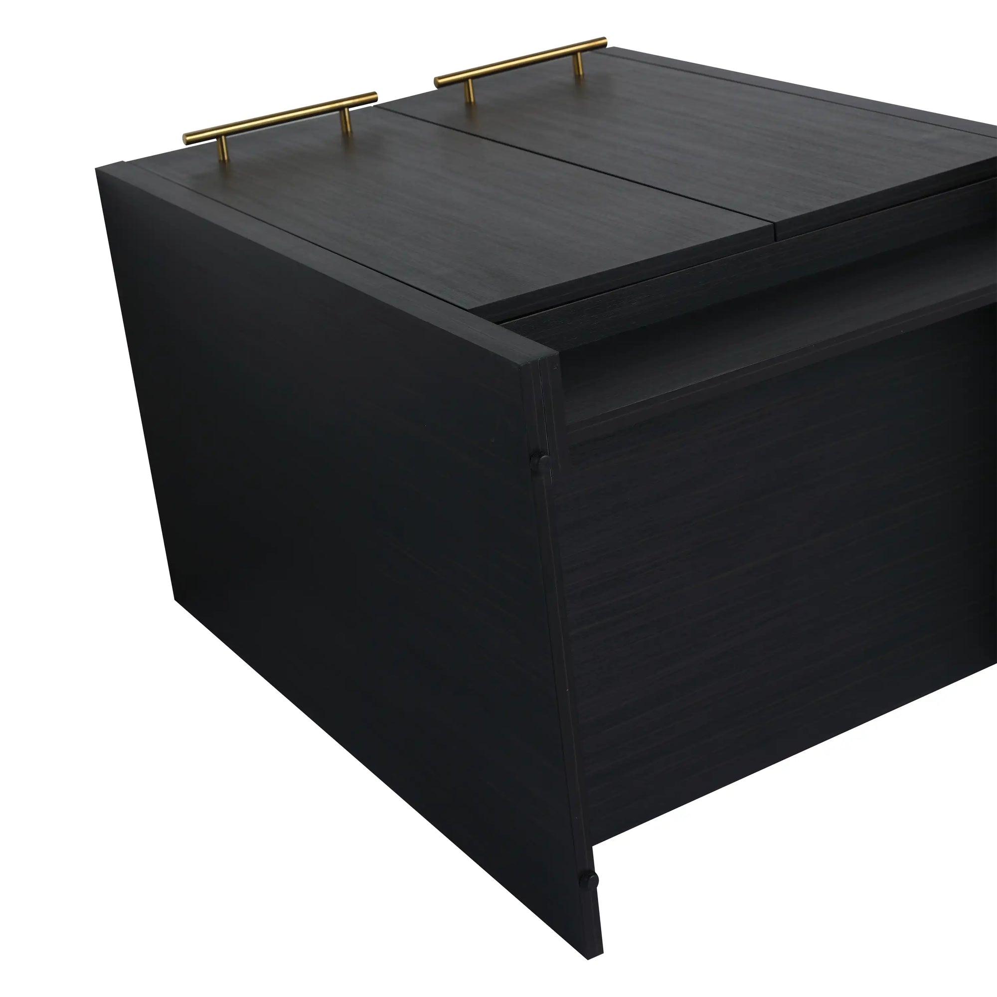 24" black chestnut bathroom vanity base cabinet top view with brass handles | Ace Decor