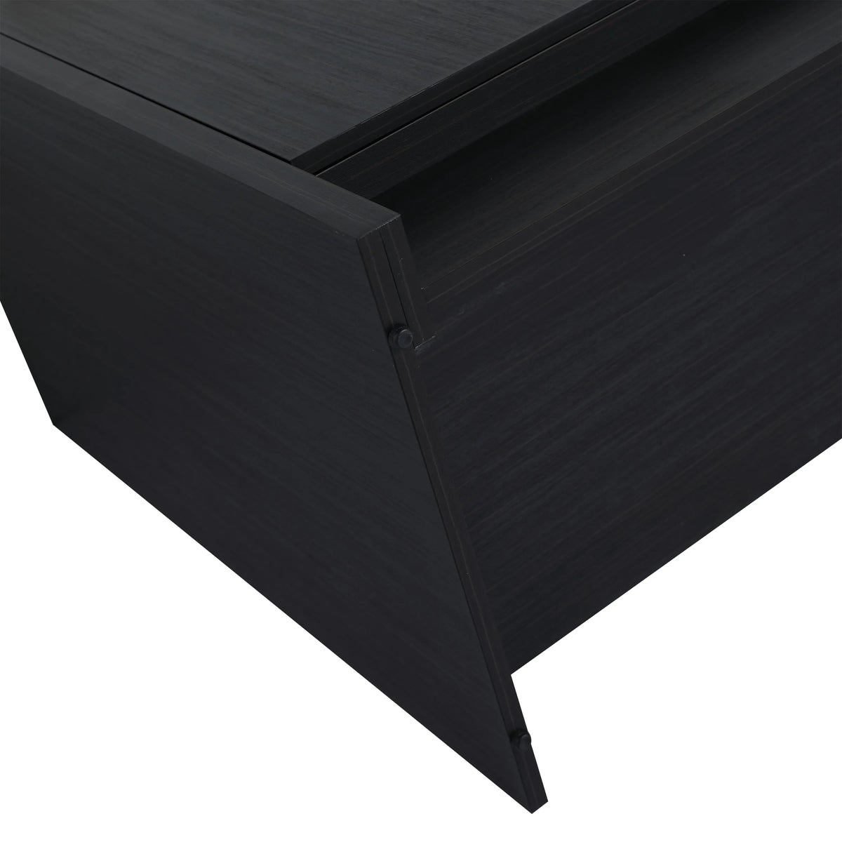 Bottom view of the Noirline 36 inch freestanding vanity base in black chestnut showing durable plywood construction.